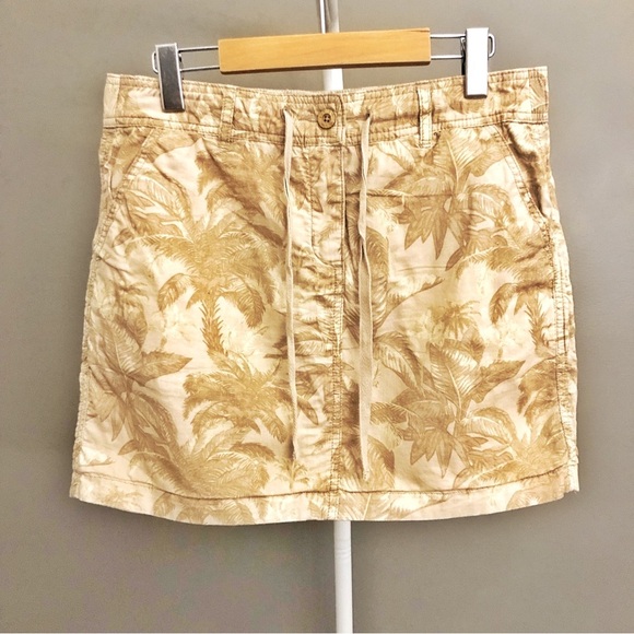Double Sided Tropical Print & Plain Beige Minimalist & Pattern A Line Mini Skirt - Picture 9 of 15